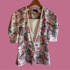 Floral Puff Sleeve Blazer